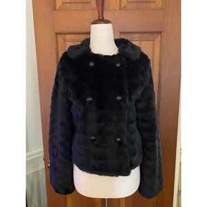 American Eagle Faux Fur‎ Jacket Womens XS Black Double-Breasted Coat Winter